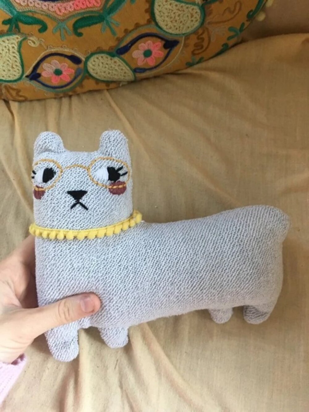 Stuffed Llama Art Doll: Handmade Heirloom Plushie, Cute Farm Animal Alpaca Plush